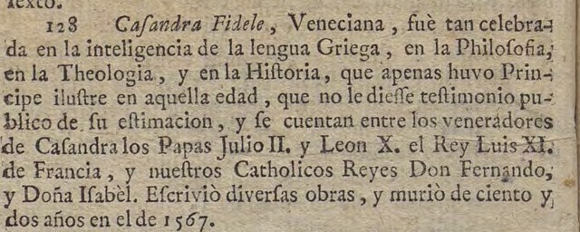 Feijoo clipping: the learned Italian women (Casandra Fidele) (O508)